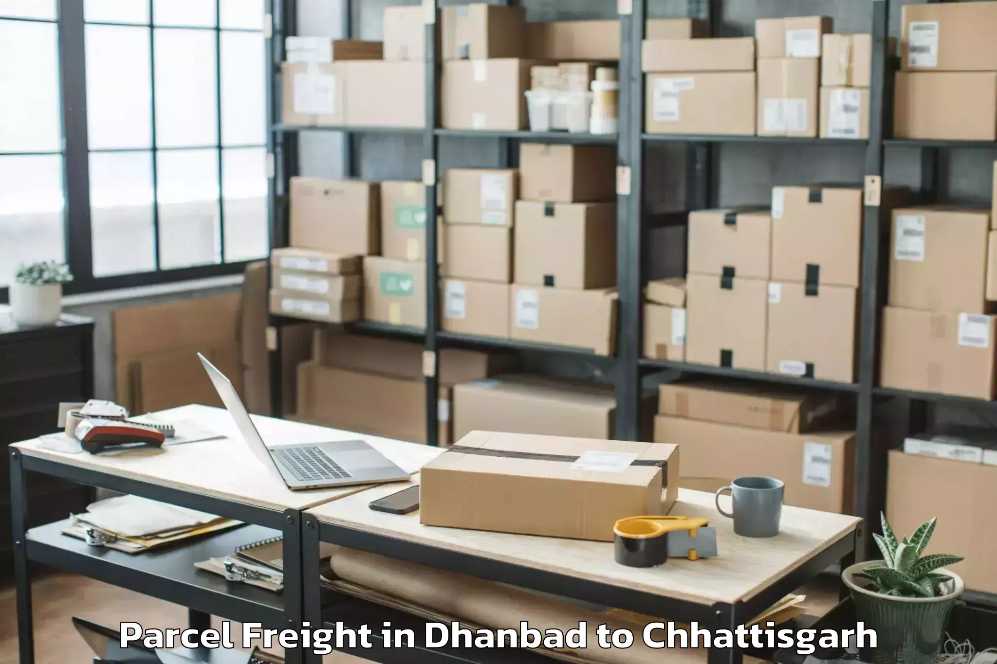 Top Dhanbad to Korba Parcel Freight Available